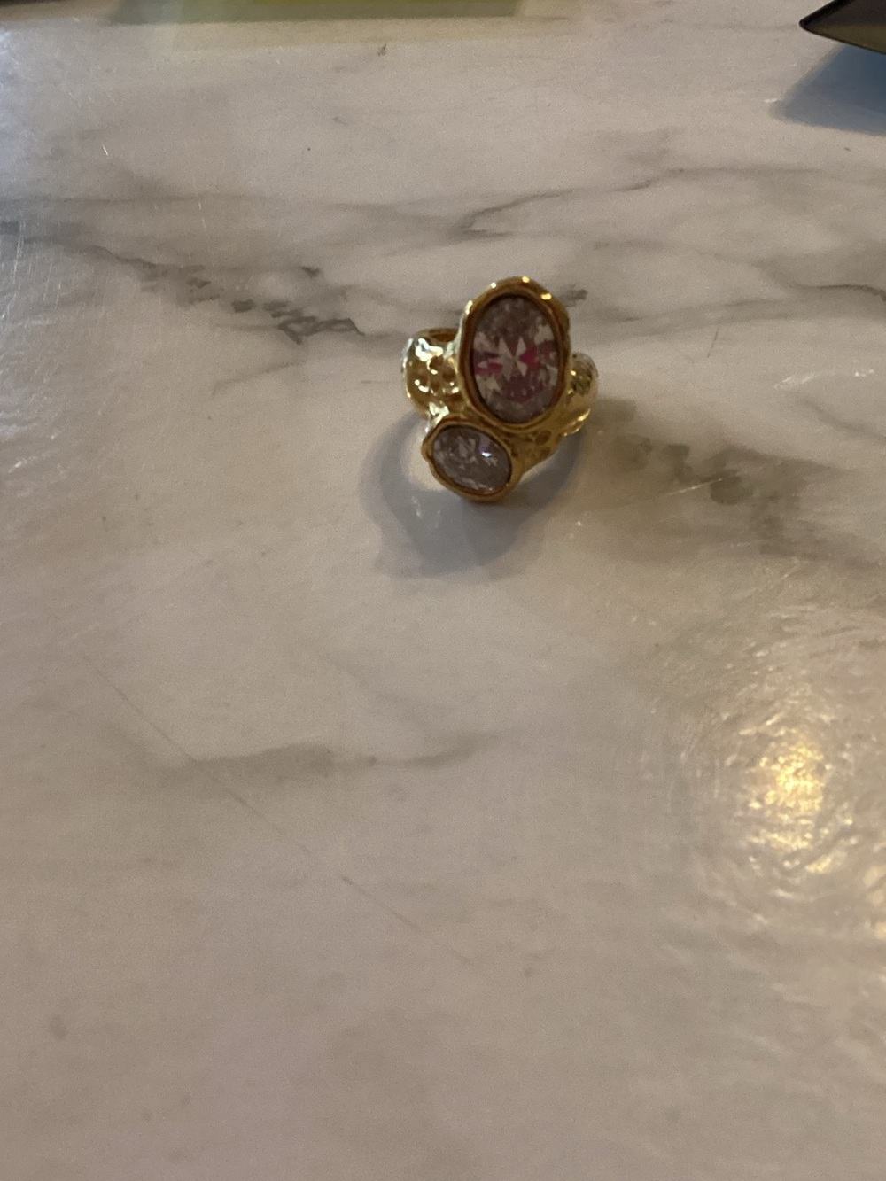 Brook and Bloom Chunky, Organic-Style double oval stone ring